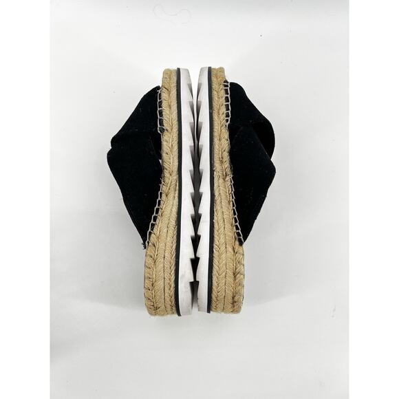 Marc Fisher LTD Black Suede Espadrille Platform Slide Sandals 6.5M - Picture 5 of 6